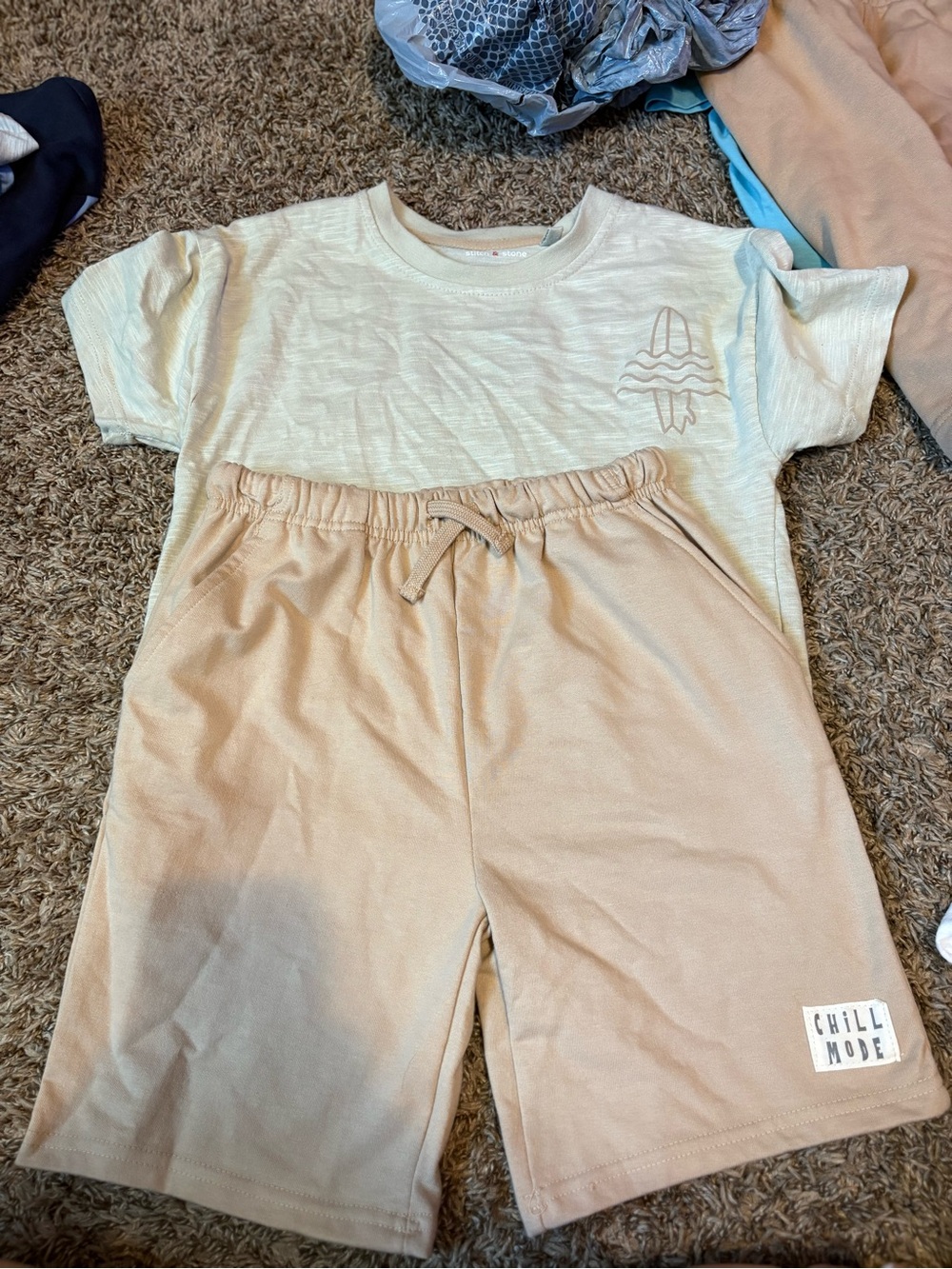 Chill Mode Beige Lounge Set - Shorts & Tee